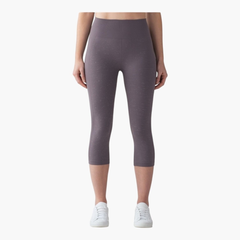 Lululemon Free To Flow Crop Seamless Ribbed Legging Speckled Magnum Purple Sz 4